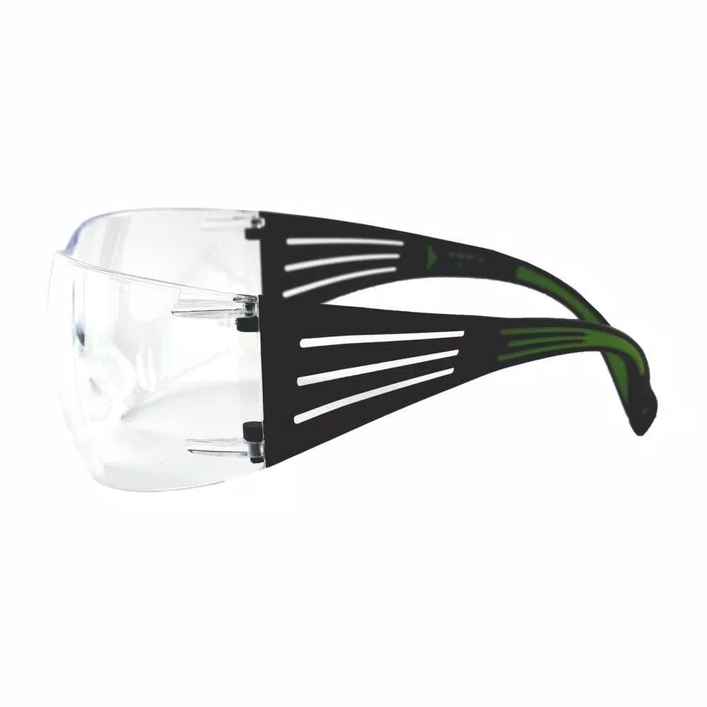 3M SecureFit 400 Series Safety Glasses - Black/Neon Green with Clear Anti-Fog Lenses