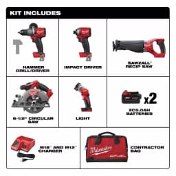 Milwaukee M18 FUEL 18V Lithium-Ion Brushless 5-Tool Combo Kit with (2) 5.0 Ah Batteries and Charger thumbnail 2