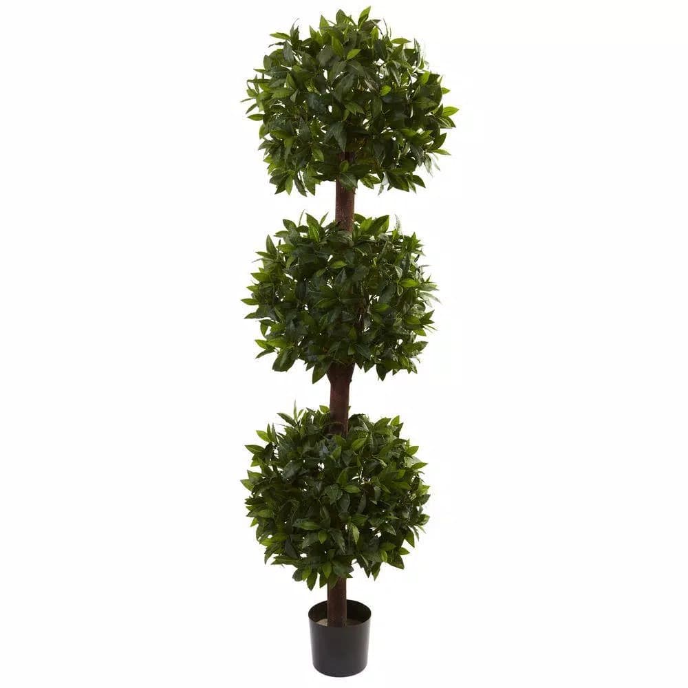 Nearly Natural 6.5 ft. Sweet Bay Triple Ball Topiary Artificial Plant