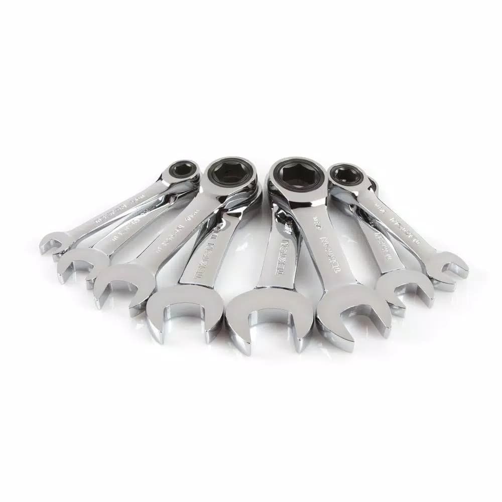 TEKTON 8-Piece Stubby Ratcheting Combination Wrench Set, 5/16 in. to 3/4 in.