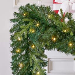 Home Accents Holiday 12 ft. Noble Fir Pre-Lit LED Christmas Garland with Timer, Warm White Micro Dot Lights thumbnail 7