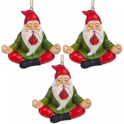 Design Toscano Zen Gnome Holiday Ornament Set, 3-Piece Resin Christmas Decor thumbnail 1