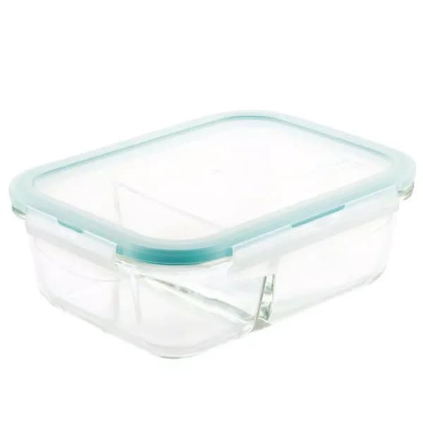 Lock & Lock Purely Better 32oz Divided Borosilicate Glass Food Storage Container, Rectangular