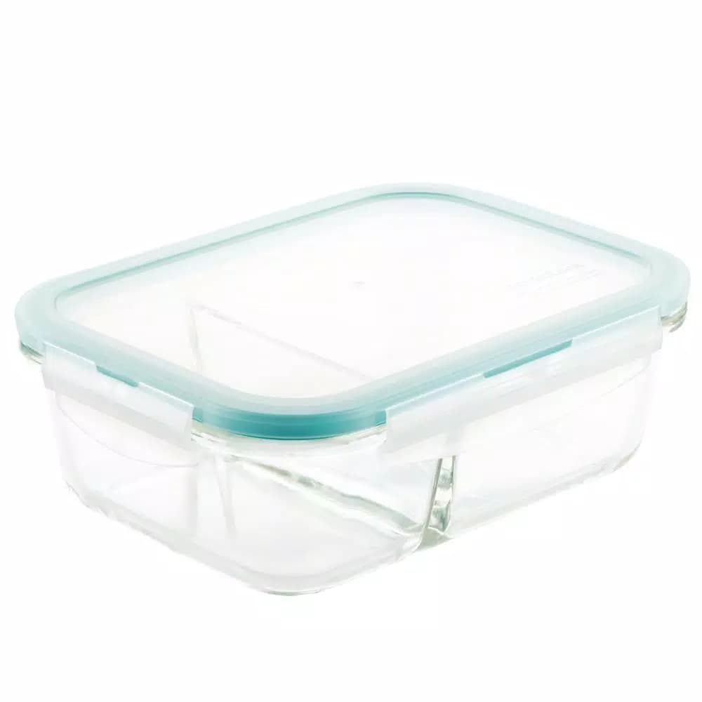 Lock & Lock Purely Better 32oz Divided Borosilicate Glass Food Storage Container, Rectangular