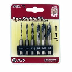 Milescraft 6-Piece Wood Stubby Bit Set with 1/4 in. Hex Shaft, High Speed Steel Brad Point Bits thumbnail 2