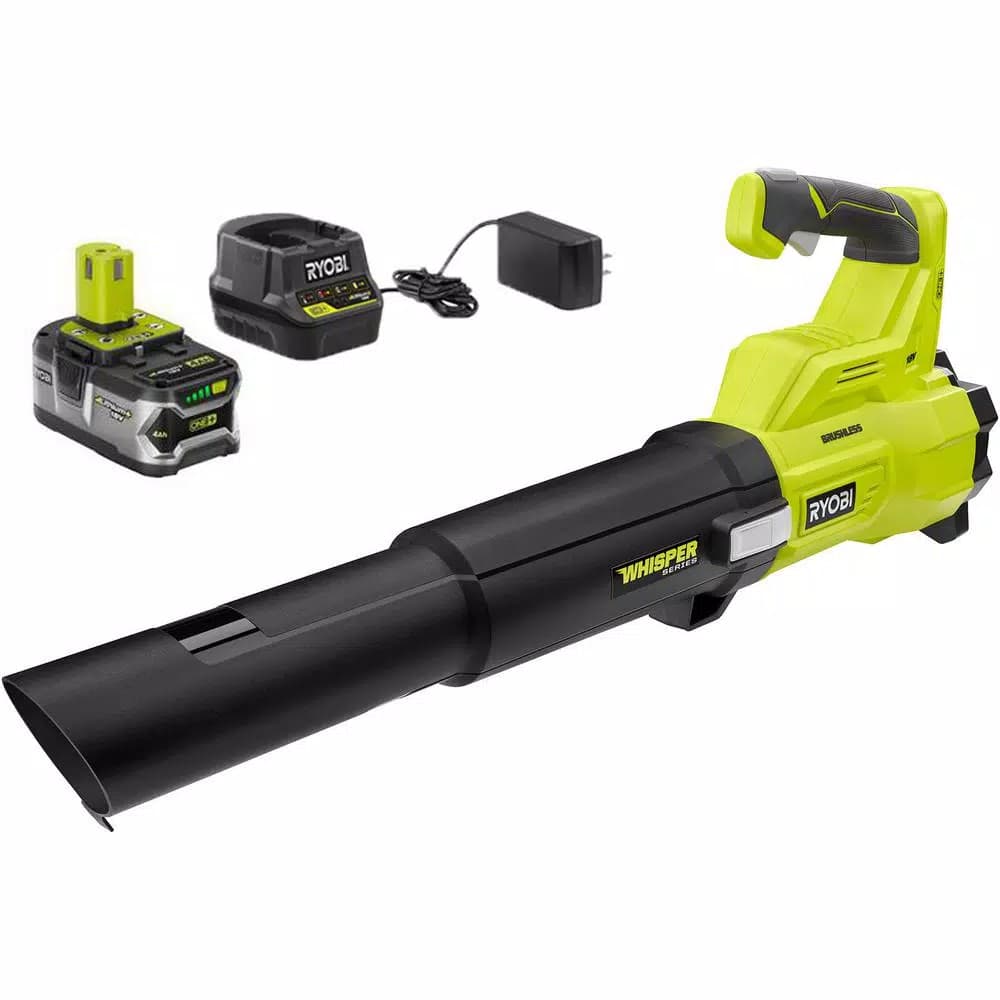 RYOBI 18V ONE+ Brushless Jet Fan Handheld Blower Kit with 4 Ah Battery and Charger