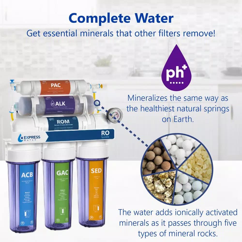 Express Water 10-Stage Reverse Osmosis Alkaline Water Filtration System with Faucet and Tank, 100 GPD