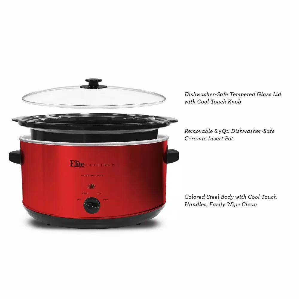 Elite Platinum 8.5 Qt. Red Slow Cooker with Removable Stoneware Pot
