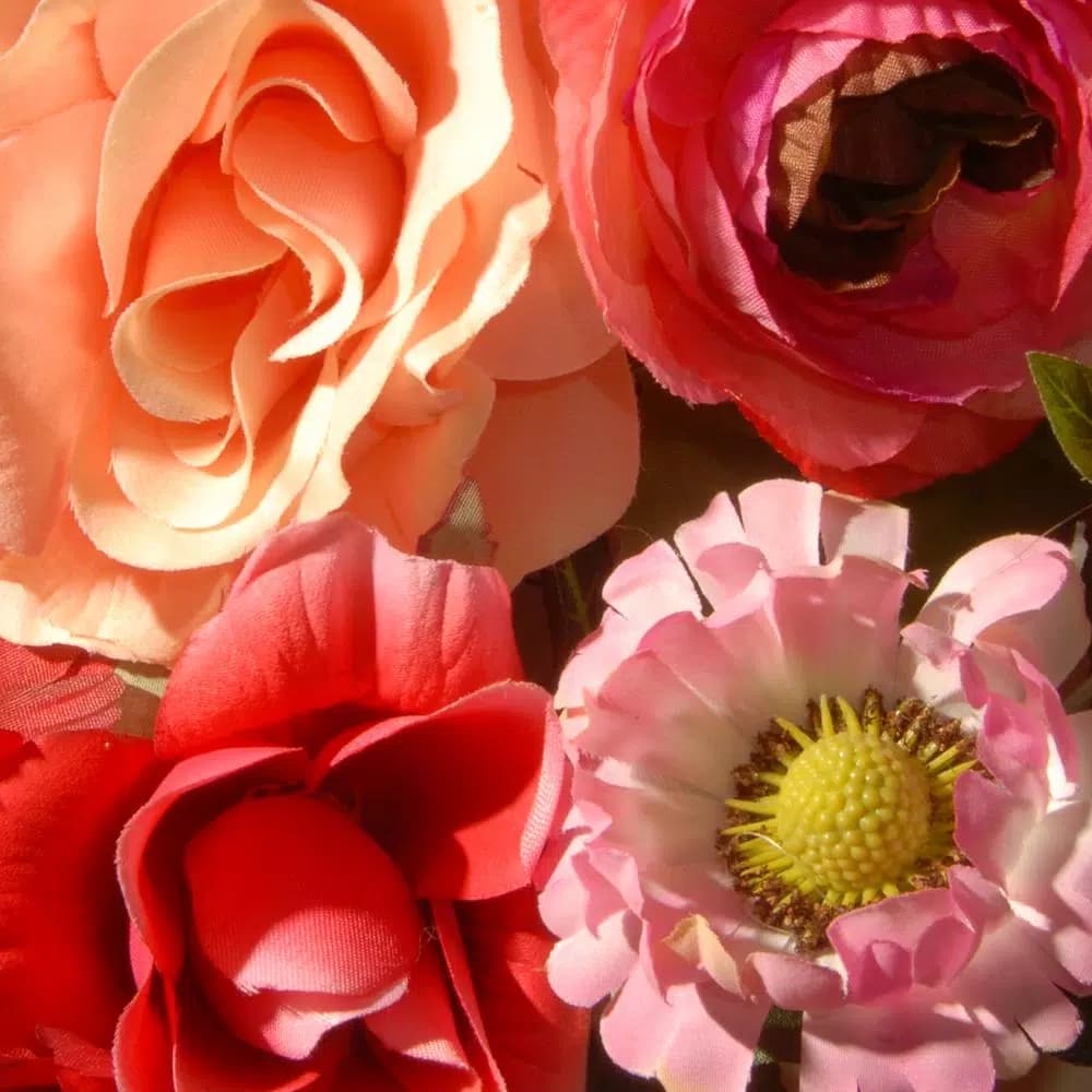 National Tree Company 32 in. Mixed Rose and Dahlia Spring Wreath - Red, Pink, and Cream Floral Decor