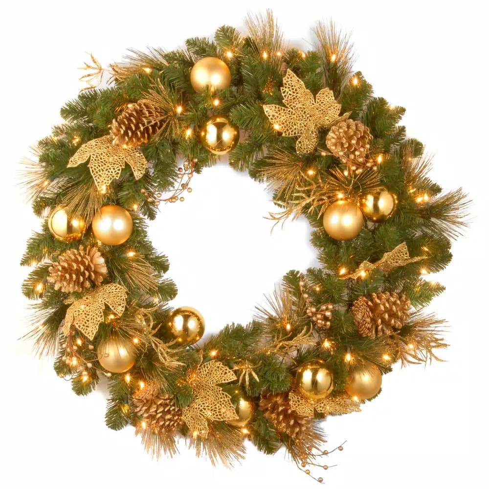 National Tree Company Decorative Collection Elegance 36 in. Artificial Wreath with 100 Clear Lights