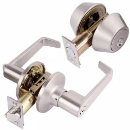 Toledo Fine Locks Double Cylinder Keyed Entry Combination Set, Satin Nickel thumbnail 1
