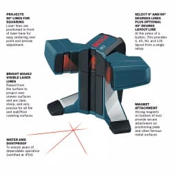 Bosch GTL3 Tile and Square Layout Laser Level, 3-Beam Red Laser thumbnail 2