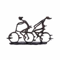 LITTON LANE Abstract Polystone Cycling Pair Sculpture - Modern Distressed Brown Decorative Statuary thumbnail 2