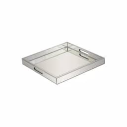 LITTON LANE 20 in. Square Modern Silver Decorative Mirror Tray with Polished Aluminum Exterior thumbnail 2
