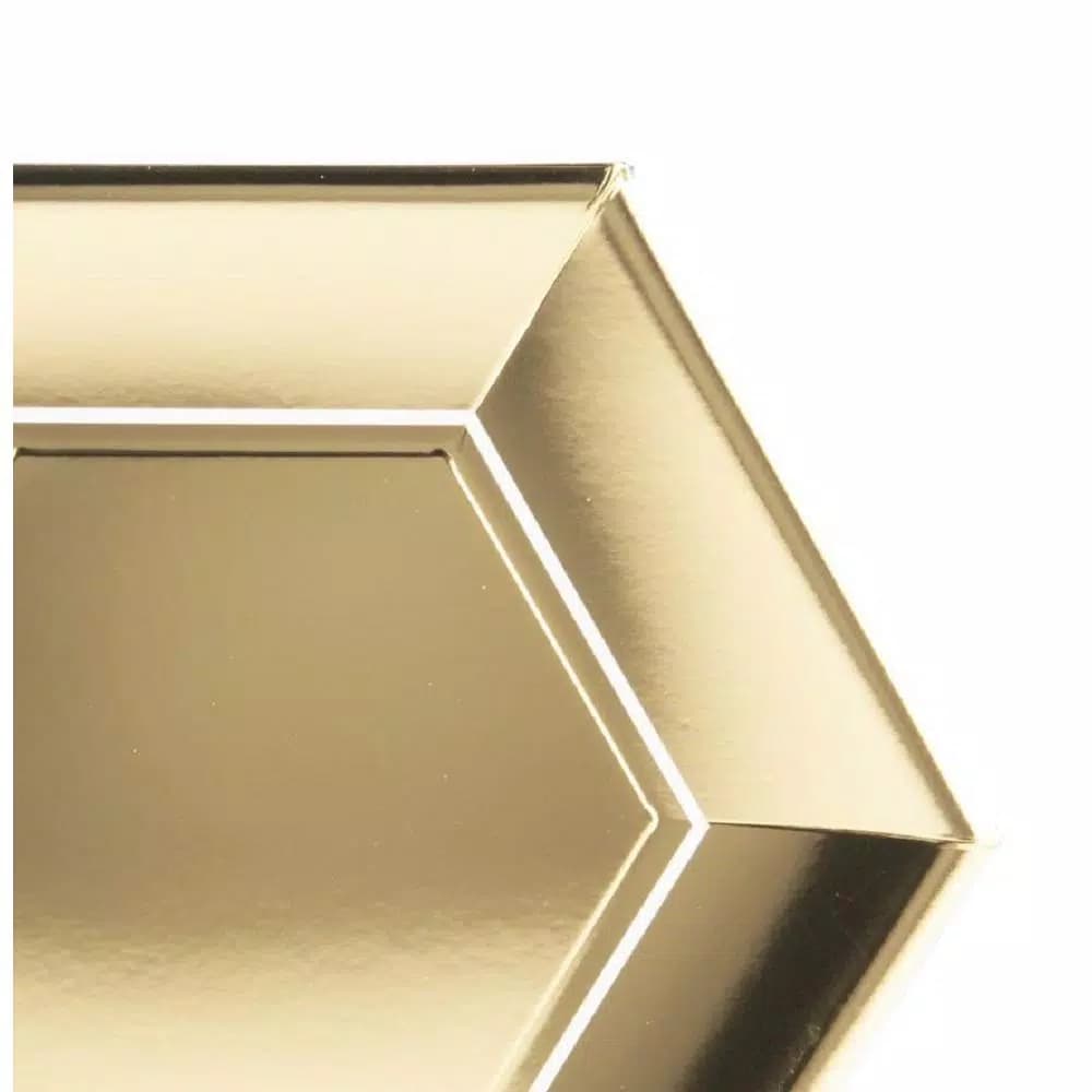 Sugar Plum Party SugarPlum Collection Gold Hexagon Metallic Paper Dinner Plates, 10.25 inch (Set of 16)