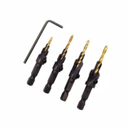 Milescraft Adjustable Titanium Coated Countersink Drill Bit Set, 4-Piece, Hex Shank thumbnail 2