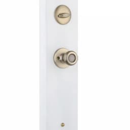 Kwikset Belleview Antique Brass Single Cylinder Handleset with Tylo Knob and SmartKey Security thumbnail 3