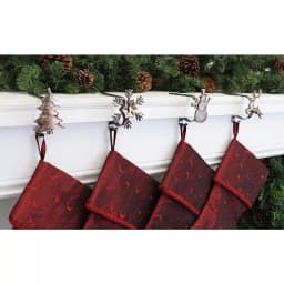 Haute Decor Oil-Rubbed Bronze MantleClip Stocking Holder Set with Holiday Icons, 4-Pack thumbnail 2