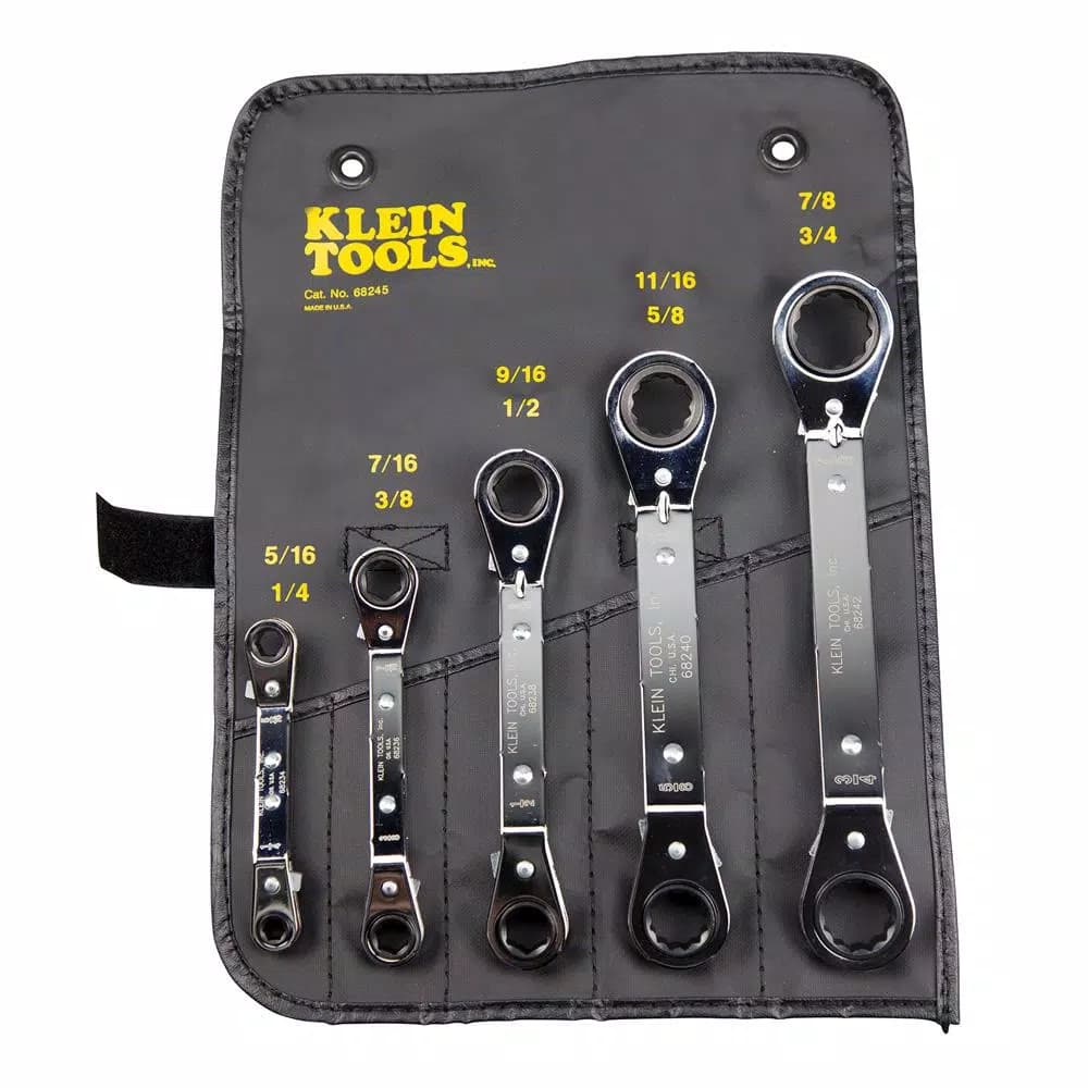 Klein Tools 5-Piece Reversible Ratcheting Offset Box Wrench Set