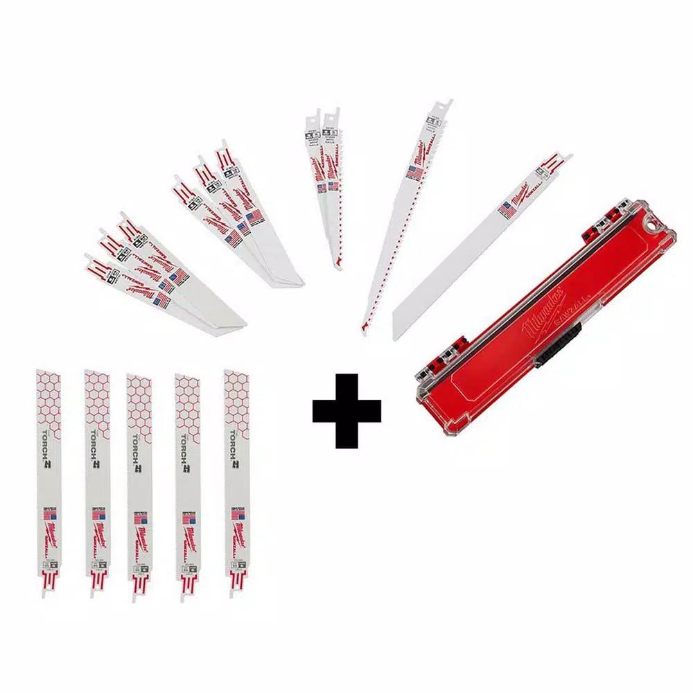 Milwaukee SAWZALL Reciprocating Saw Blade Set with Torch and Ax Blades, 15-Piece
