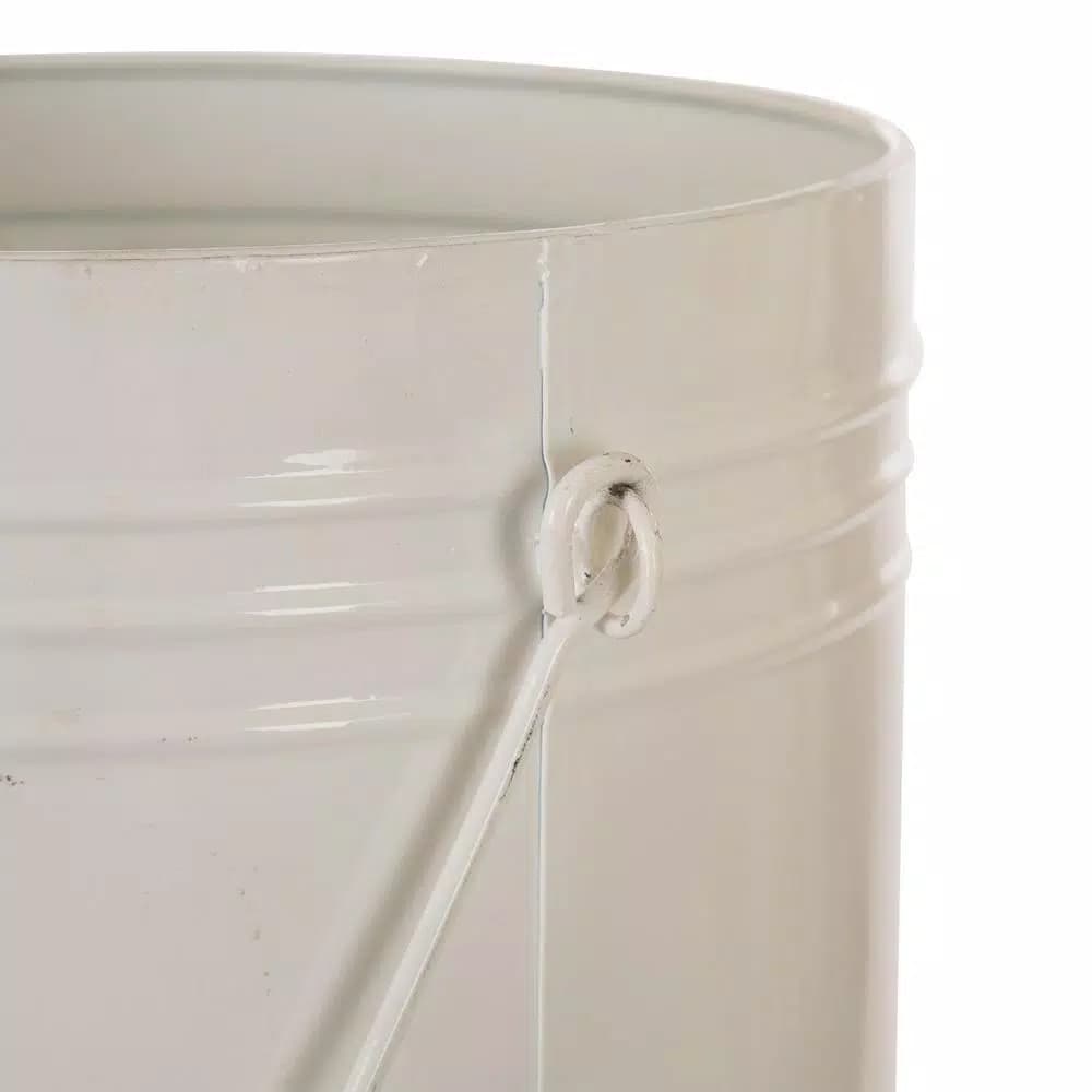 Glitzhome 13 in. Farmhouse Enamel Metal Canister with Wire Handle and Distressed Finish