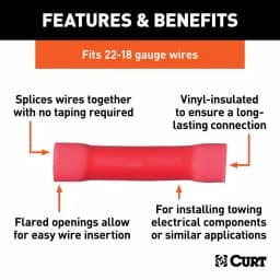 CURT Butt Connectors, 22-18 Gauge Wire, Red, 100-Pack thumbnail 3