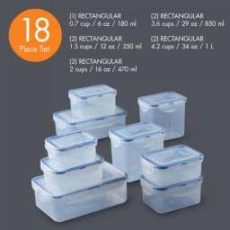 LOCK & LOCK Easy Essentials 18-Piece Food Storage Container Set with Airtight Lids, BPA-Free Plastic thumbnail 3