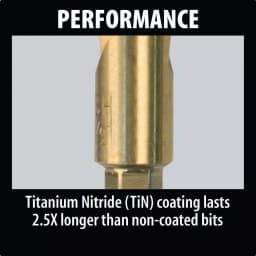 Makita 1/8 in. Titanium Coated HSS Twist Drill Bit with 1/4 in. Hex Shank thumbnail 4