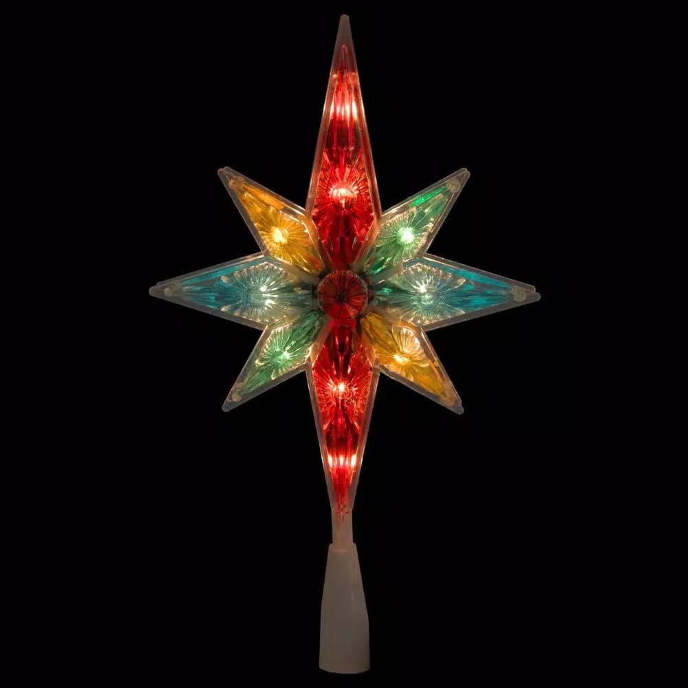 Northlight 10.75 in. Multi-Color Faceted Star of Bethlehem Christmas Tree Topper with Clear Lights