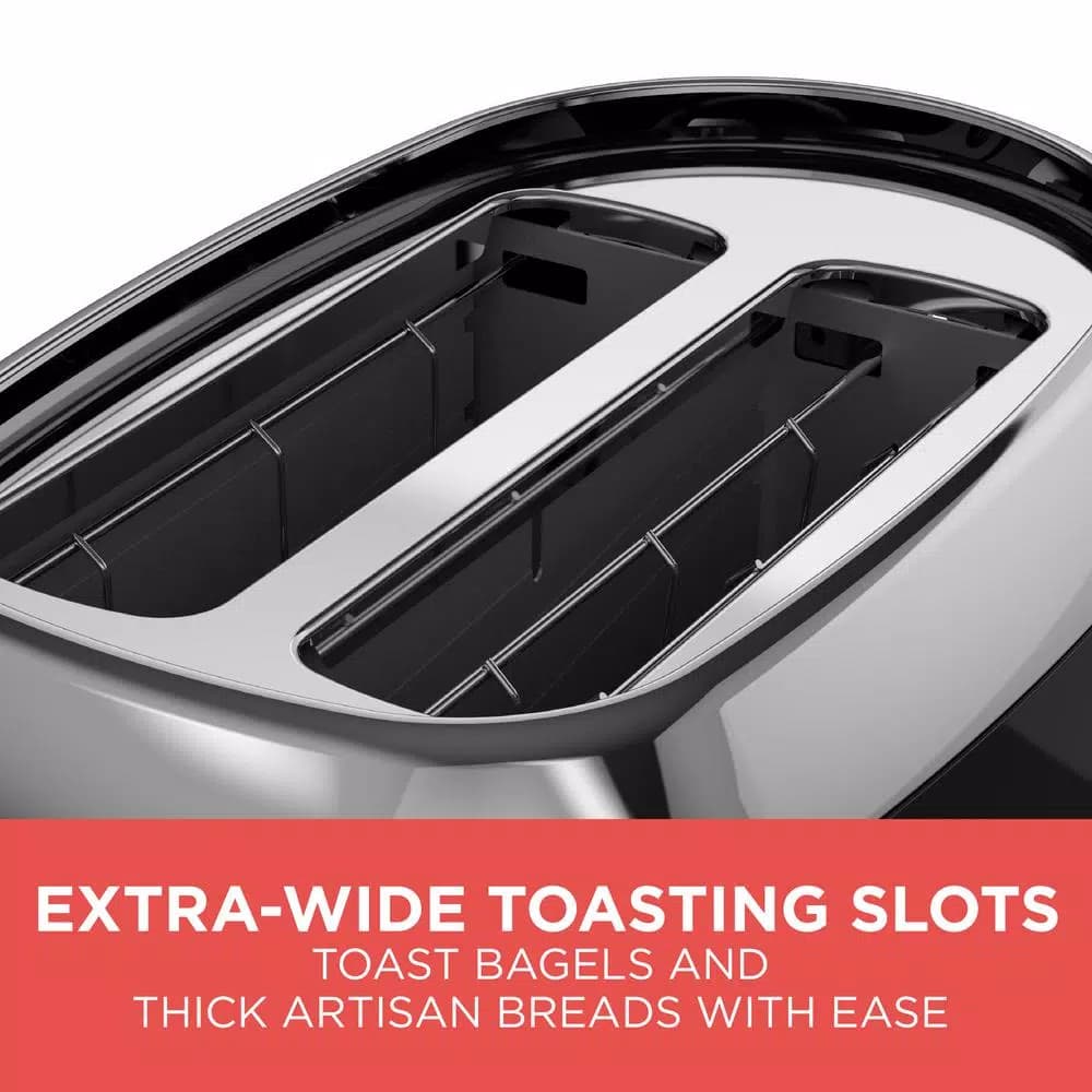 BLACK+DECKER 2-Slice Extra Wide Slot Toaster with Temperature Control, Black