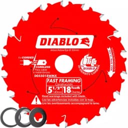 Diablo 5-1/2 in. 18-Tooth Fast Framing Circular Saw Blade with Bushings thumbnail 1