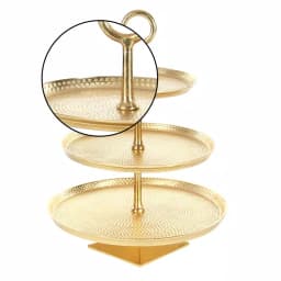 LITTON LANE Modern Reflections 3-Tier Gold Aluminum Cake Stand, 22 x 17 in. thumbnail 3