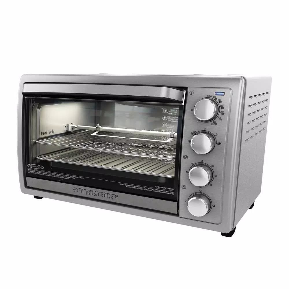 BLACK+DECKER 1500W 9-Slice Silver Toaster Oven with Rotisserie and Convection