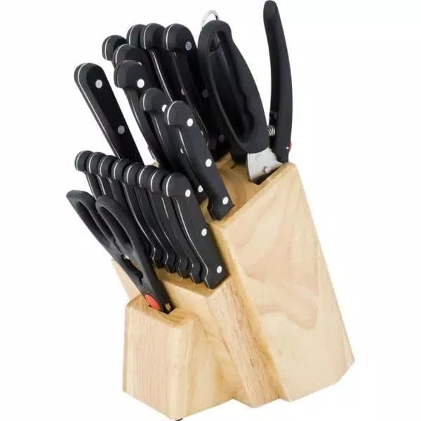 Utica Cutlery Co. 21-Piece Stainless Steel Knife Set with Wooden Storage Block
