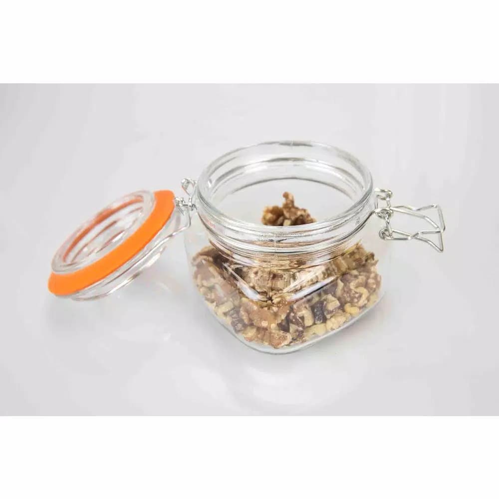 Home Basics 4-Piece Glass Kitchen Canister Set with Airtight Metal Clamp Flip Top Lids