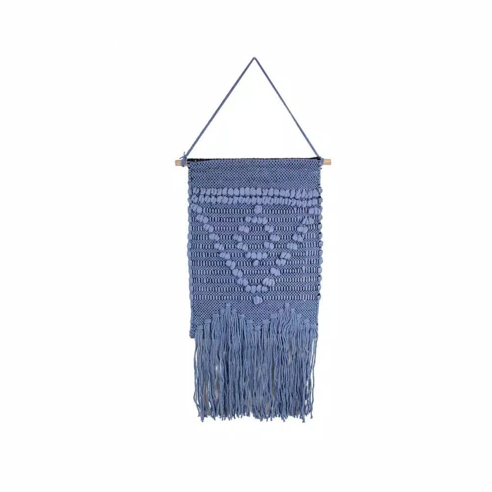 Unbranded Marmont Hill Blue Triangle Macrame Wall Tapestry - Hand Woven Cotton Wall Hanging