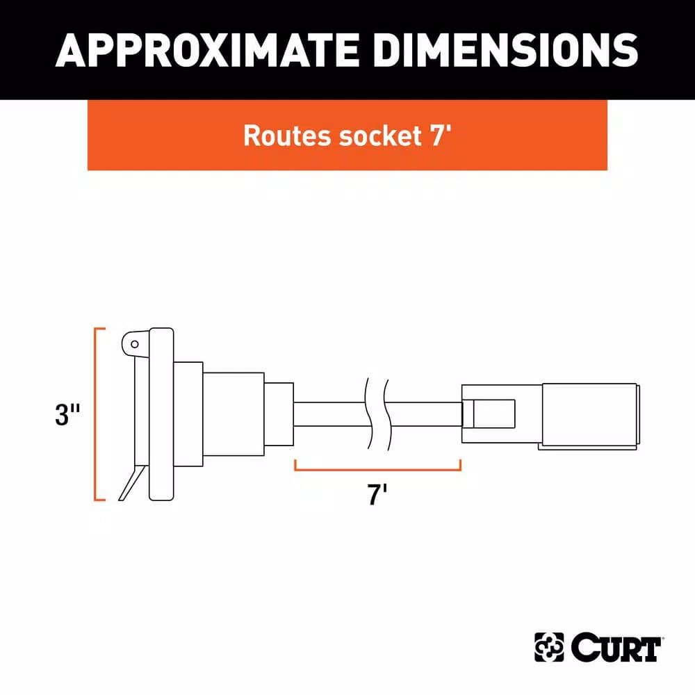 CURT 7' Original Equipment 7-Way RV Blade Wiring Extension for 5th Wheel and Gooseneck Trailers