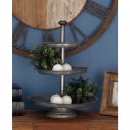 LITTON LANE 3-Tier Farmhouse Iron Cake Stand, Galvanized Gray Metallic Finish thumbnail 2