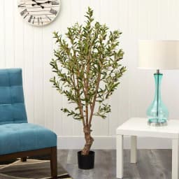 Nearly Natural 5 ft. Artificial Olive Silk Tree with 1,380 Leaves and 86 Berries thumbnail 2
