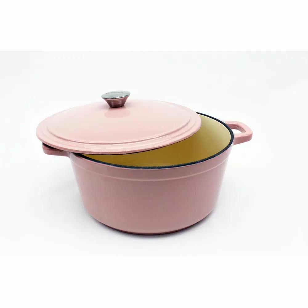 BergHOFF Neo 7 qt. Round Cast Iron Casserole Dish with Lid, Pink