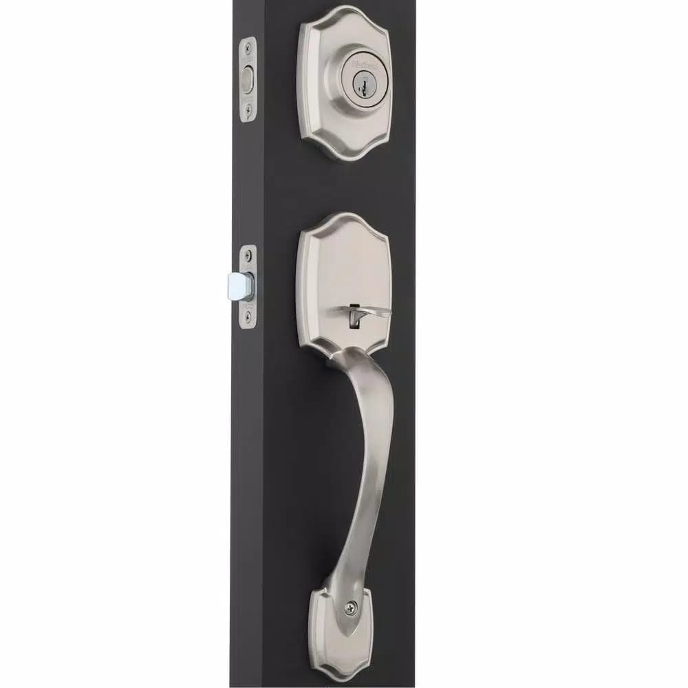 Kwikset Belleview Double Cylinder Handleset, Satin Nickel, Exterior Pack with SmartKey Security