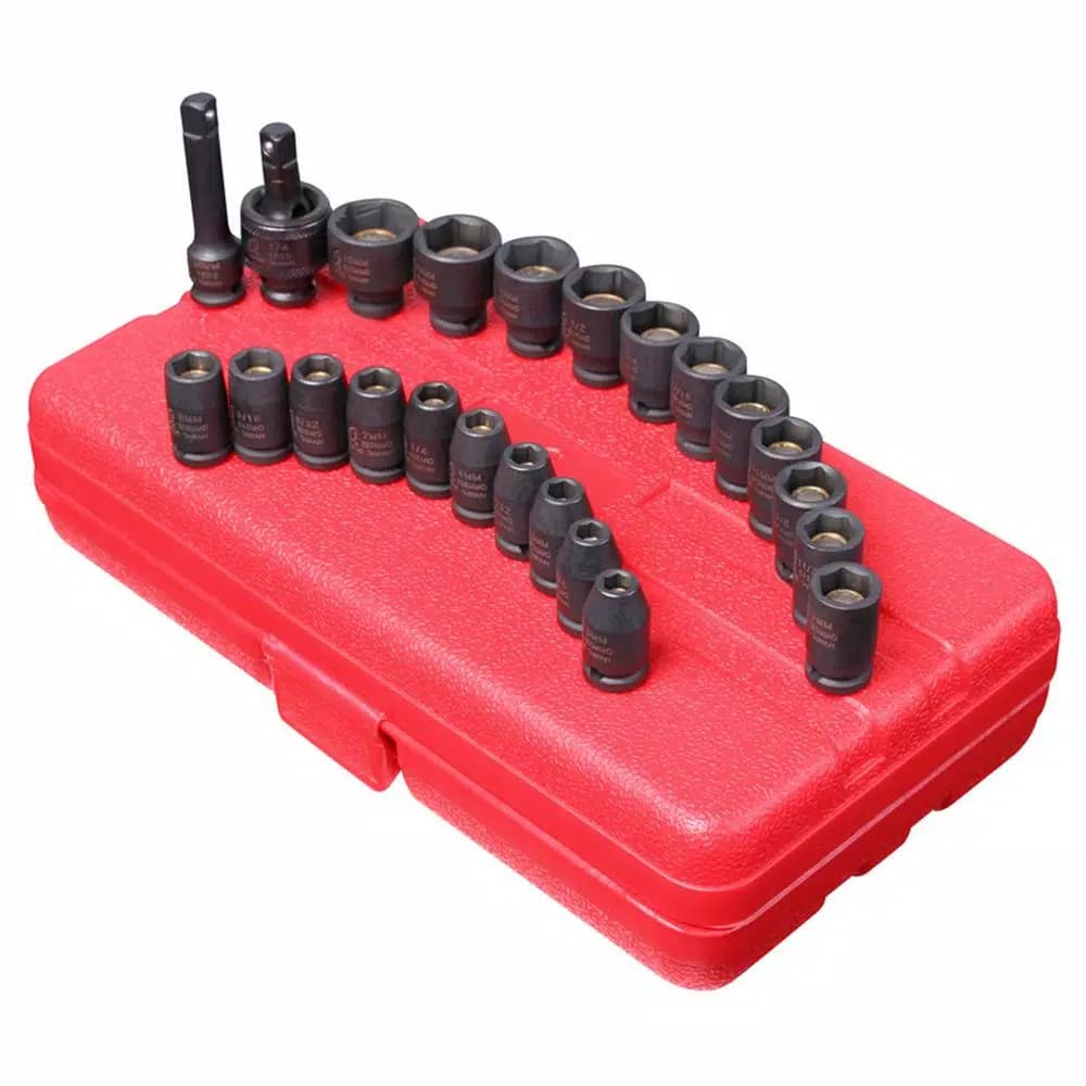 SUNEX TOOLS 23-Piece 1/4 in. Drive Magnetic Impact Socket Set, Deep Chrome-Molybdenum Alloy Steel