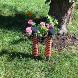 Unbranded 18 in. Witch Leg Stakes - Black and Orange Striped Halloween Yard Decoration thumbnail 2