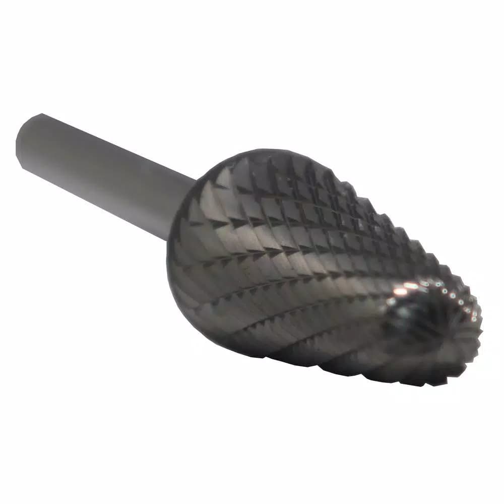 Drill America 1/2 in. x 1-1/8 in. Cone Solid Carbide Burr Rotary File Bit, 1/4 in. Shank