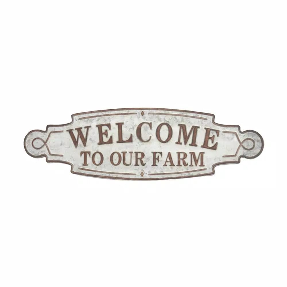 LITTON LANE 36 in. x 11 in. Welcome to Our Farm Metal Wall Sign - Rustic Farmhouse Decor