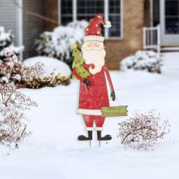 Glitzhome 36 in. Iron Santa Yard Stake - Versatile Holiday Outdoor & Indoor Decor thumbnail 6