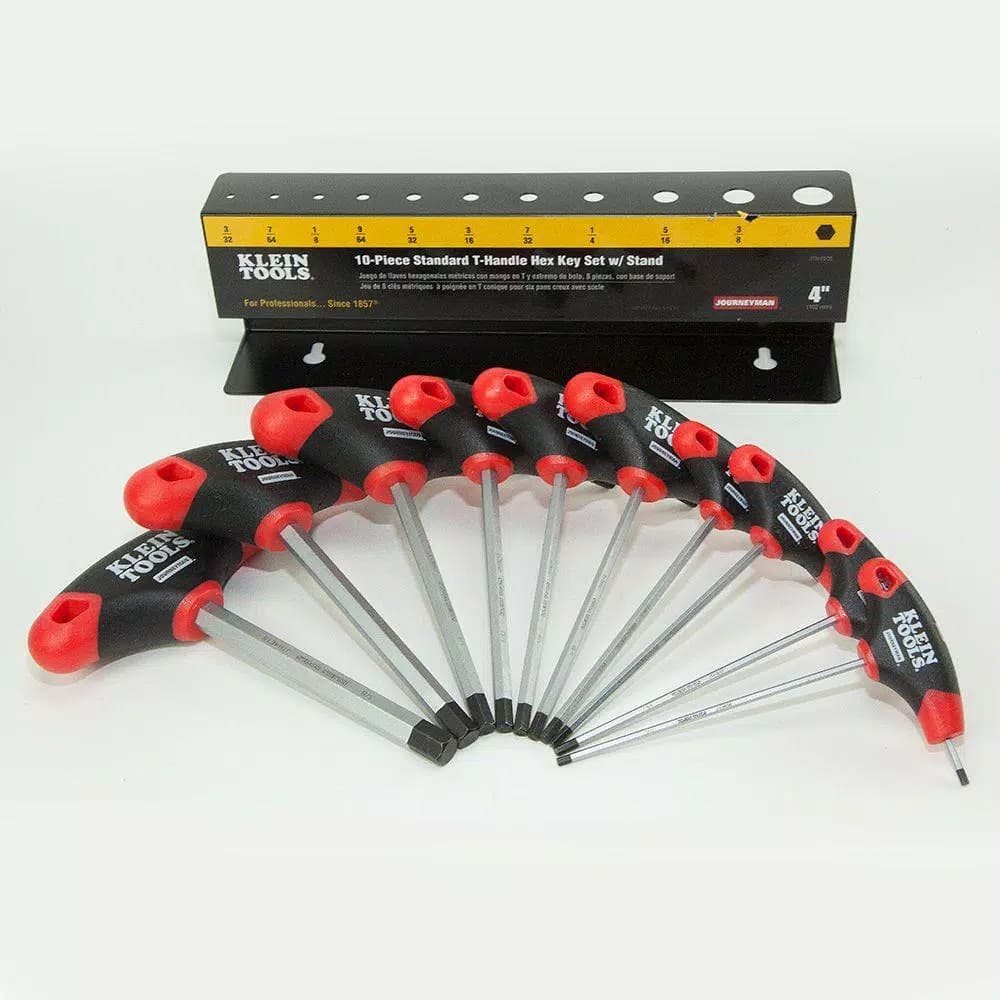 Klein Tools Journeyman 10-Piece SAE T-Handle Hex Key Set with Metal Stand