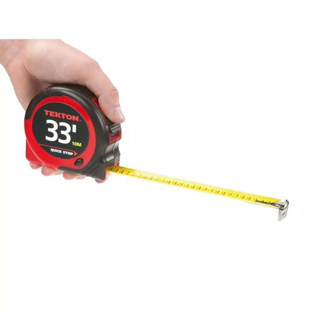 TEKTON 33 ft. x 1 in. Tape Measure with Impact-Resistant ABS Housing and Non-Slip Rubber Grips