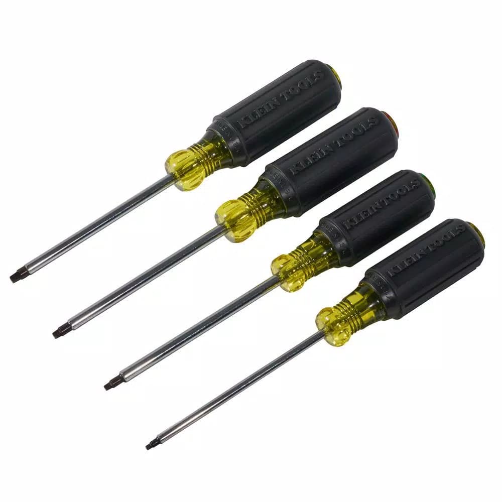 Klein Tools 4-Piece Square Recess Robertson Screwdriver Set with Cushion-Grip Handles