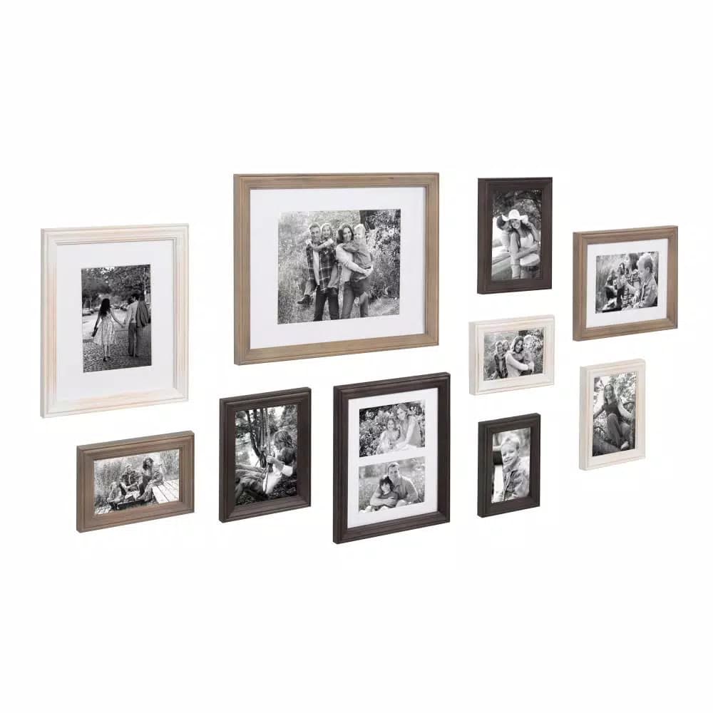Kate and Laurel Bordeaux 10-Piece Gallery Wall Picture Frame Set - Multicolored Neutral Finishes